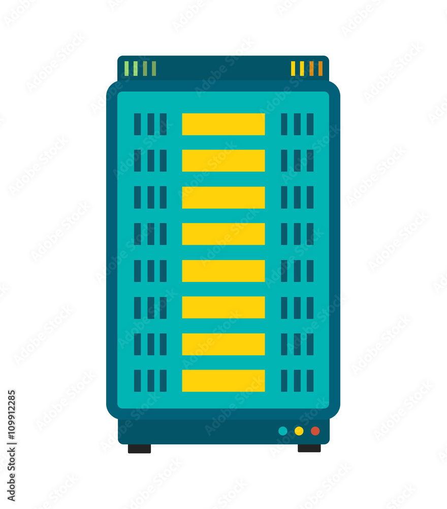 Poster computer server icon, flat design vector.