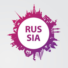 Modern concept Travel to Russia. Russia famous places.