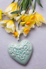 Flowers and decorative heart