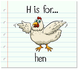 Flashcard letter  H is for hen