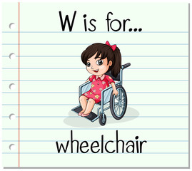 Flashcard letter W is for wheelchair