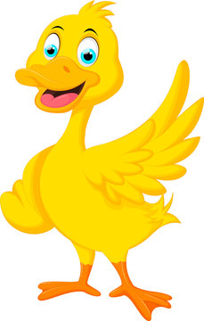 Cute duck cartoon waving for you design