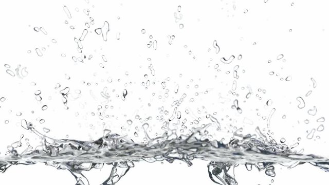 Clear water is filling the screen, realistic 3D animation with alpha mask