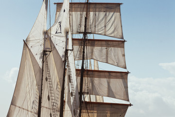 Sails and rigging details of Barquentine Yacht