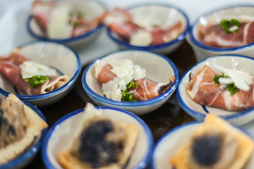 Canape of slice roast Beef