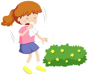 Girl having allergy from pollen