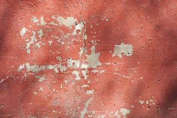 Red wall in cracks