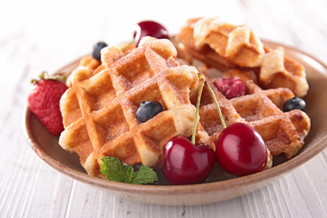 waffle and cherry fruit