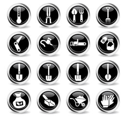 garden tools icon set