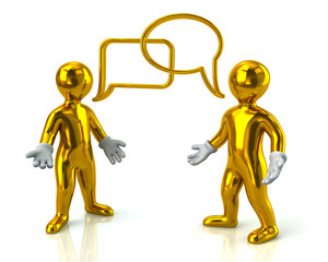 Two golden men discussing