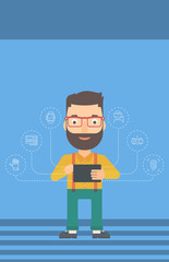 Man holding tablet computer.