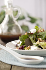 plate of salad and worcestershire sauce