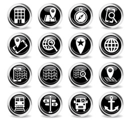 navigation ransport map icon set