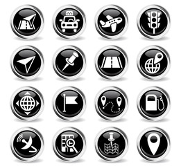navigation ransport map icon set