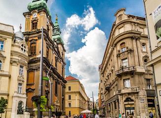 Streets and buildings of Budapest in Hungary