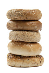 Fototapeta na wymiar stack of assorted kinds of bagels