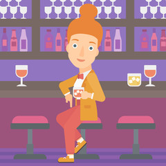 Woman sitting at bar.