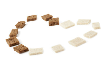 pumpernickel bread slice forming heart shape