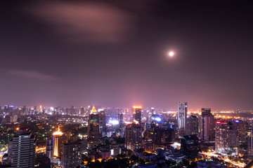 Naklejka premium urban city view of cityscape on night view