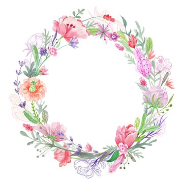 Romantic Floral Wreath Frame