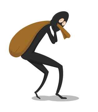 Thief carrying bags vector flat design