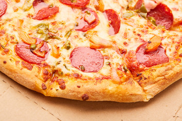 pizza with sausages