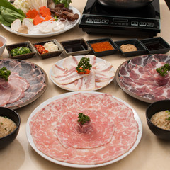 Sukiyaki Fresh Beef pork slices, Vegetable, Dinner Set