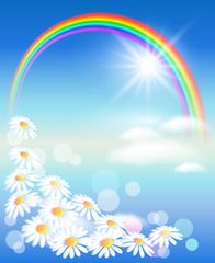 Rainbow with flowers