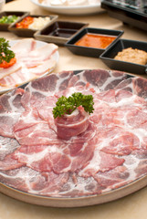 Sukiyaki Fresh Beef pork slices, Vegetable, Dinner Set