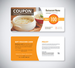Gift coupon voucher template for restaurant. flyer brochure vect