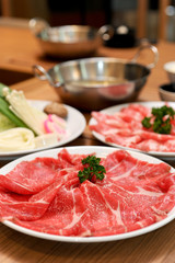 Sukiyaki Fresh Beef pork slices, Vegetable, Dinner Set