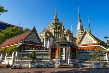 Fototapeta na wymiar Thai architecture in Wat Pho public temple in Bangkok, Thailand.
