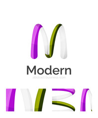 Abstract 3d swirl ribbon logo template with business card corporate identity design