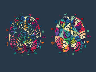 vector illustration of colourful brain