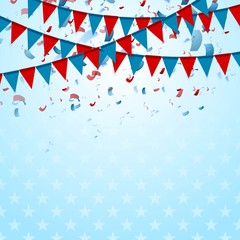 Obraz premium Party flags abstract USA background with confetti