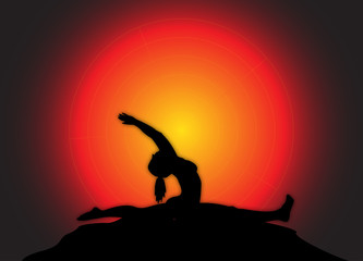 Yoga Splits Pose Sun Background