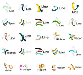 Set of abstract ribbon logo icons