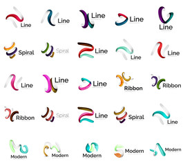 Set of abstract ribbon logo icons