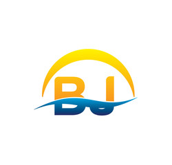 bj initial logo with waving swoosh