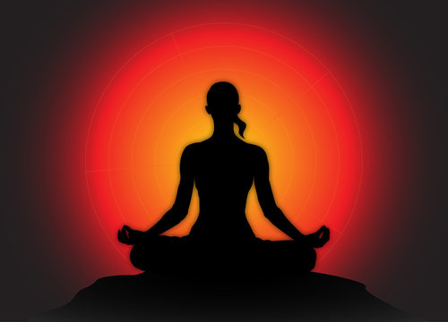 Yoga Lotus Meditation Pose Sun Background
