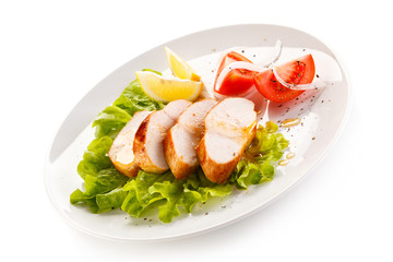 Grilled chicken fillet and vegetables