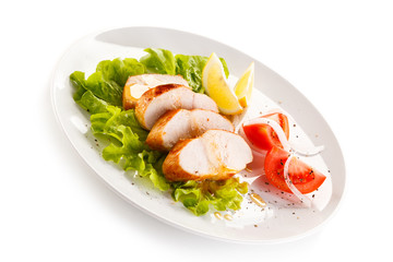 Grilled chicken fillet and vegetables