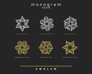 Fototapeta na wymiar Set of elegant monogram design. Monogram design element . Monogram for use in the design . Monogram decor . Emblem design. Elegant monogram design