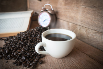 coffee cup on wood background