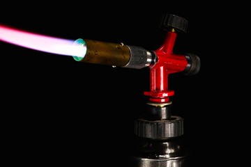 instrument gas burner flame burns blue machine