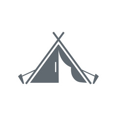Stylized icon of tourist tent black on a white background