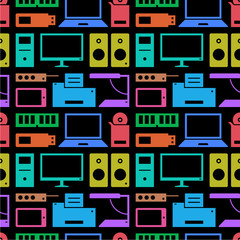 Computer equipment. Full pattern. Colored 2.