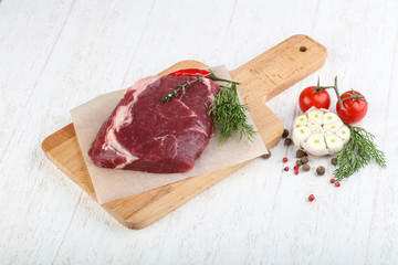 Raw ribeye steak