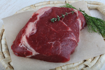 Raw ribeye steak