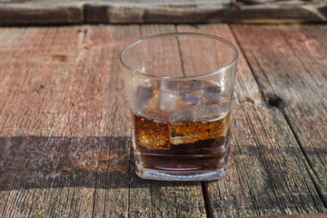 Glass of cola with ice